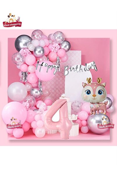 Bkmc Set de petrecere pentru fete de lux, foliat, roz, 4 ani, foliat, concept...