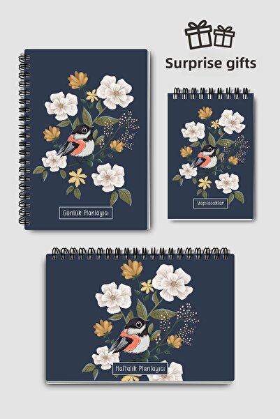 Eldesen Tasarım مجموعة تخطيط مكونة من 3 قطع، مخطط يومي، مخطط أسبوعي، قائمة المهام، جدول الأعمال الأكاديمي