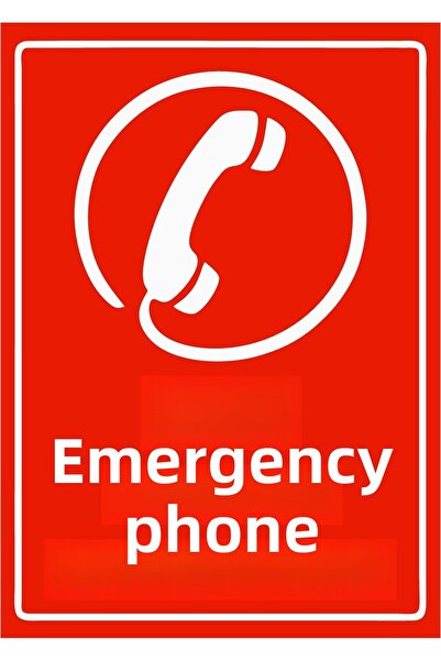 ZiPrinter لافتة تحذير للهاتف في حالات الطوارئ من مادة PVC مقاس A4 21x30 سم