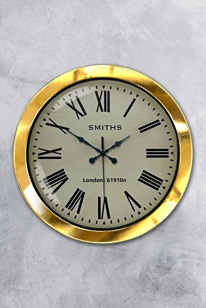 Platin Saat هدية ساعة حائط سميث معدنية ذهبية مقاس 36 سم