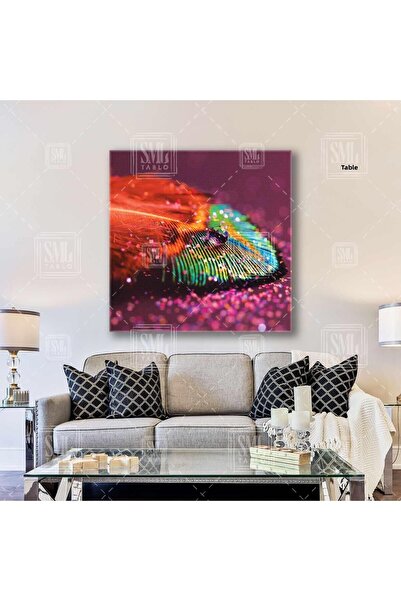 SML TABLO Pictură pătrată pe pânză cu decor animal cu puf roșu cu detalii verzi