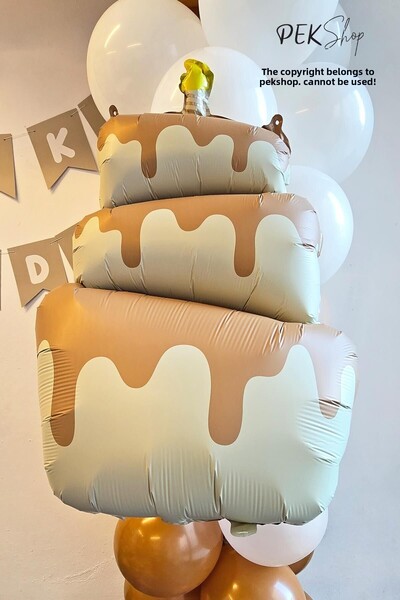 PEKSHOP بالون ريترو كريم كيك فويل بالون ريترو مشمع 3 طبقات كيك بالون