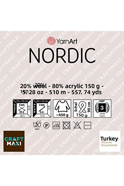 Yarnart Nordic - Μαρμάρινο Χέρι Πλεκτό Νήμα Ebruli-657