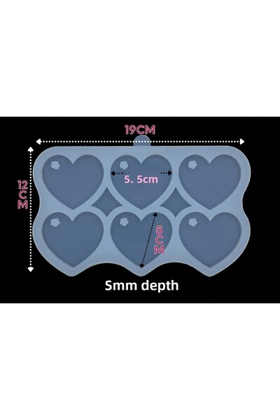 epoksikalipmarketi قالب سيليكون إيبوكسي / قالب قلب مكون من 6 قطع