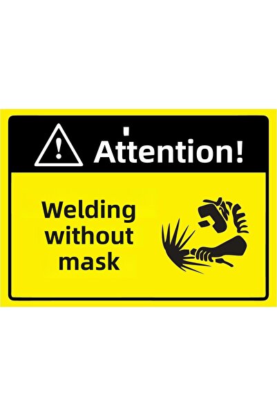 ZiPrinter انتبه! لافتة تحذيرية للحام بدون قناع من مادة PVC مقاس A3 30×42 سم