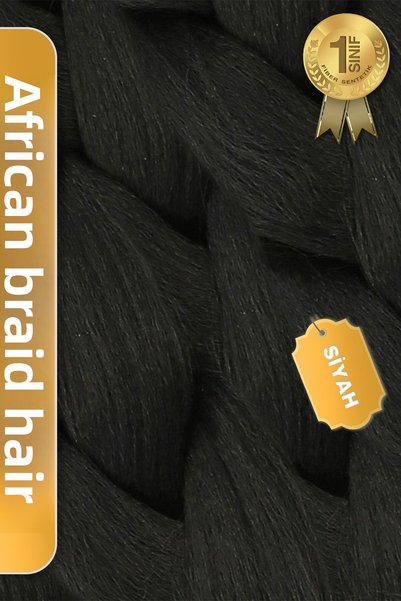 KONAK PERUK Fiber Synthetic Hair for African Braiding, Rasta and Box Braid - Black