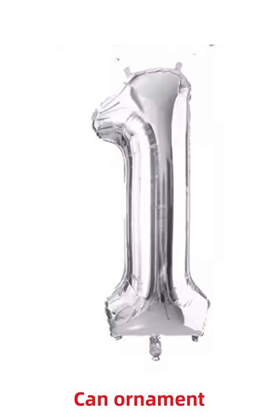 Cansüs 40Inch Silver Colorful Number Foil Balloon - 102cm