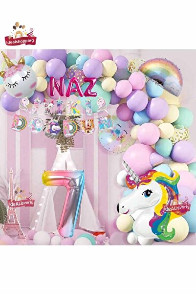 Bkmc 3 litere, 7 ani, tematică unicorn, La mulți ani, Macarons, balon, set de...