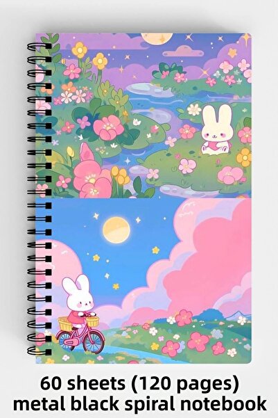 Anime Marketi تصميم أرنب حلو A5 دفتر بغلاف صلب حلزوني 120 ورقة