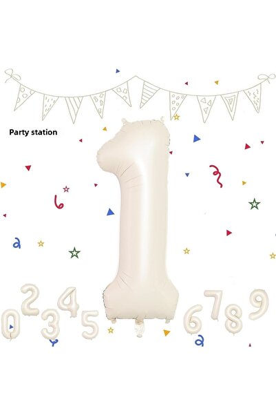 Parti Station 1 رقم احباط بالون كريم اللون رقم بالون العمر بالون 76 سم عدد با...
