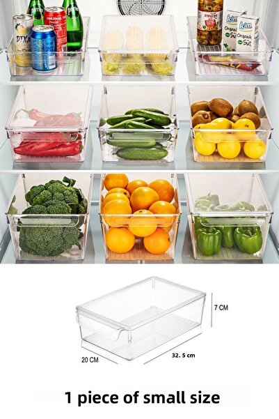 Calke Refrigerator Organizer Transparent Vegetable Fruit Storage Container with Lid 1 Piece Small Size