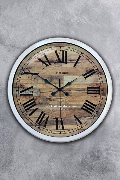 Platin Saat هدية ساعة حائط معدنية بيضاء مقاس 40 سم