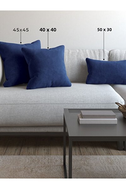 Demor Home وسادة رمي ناعمة باللون الأزرق الداكن، غطاء وسادة