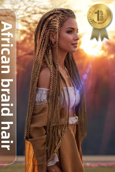 KONAK PERUK Fiber Synthetic Hair for African Braid Rasta and Box Braid - Caramel