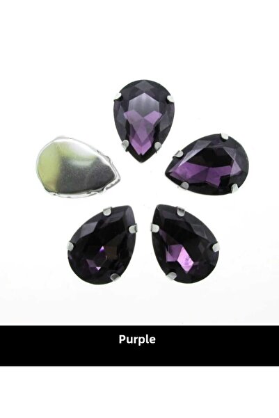 yiğit aksesuar 13X18 (1.8 cm) Purple Drop Case Planted Glass Stone 10 Pieces