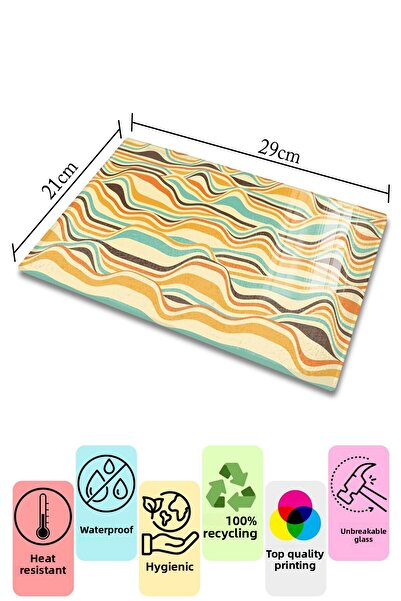 Postifull Vintage Glass Cutting Board, Thick And Unbreakable Glass, Chopping Board, Kitchen Presentation Board - 21*30cm