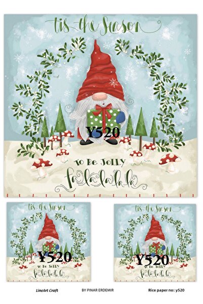 LİNEART Lineart Christmas Pattern Brass Decopage Paper No:Y520- 29X42Cm