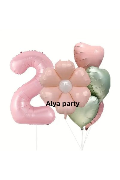 ALYA Party Number Foil Balloon Pink Daisy Foil Balloon and Heart Foil Balloon...