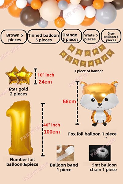 Party City Σετ γιορτής γενεθλίων με μπαλόνι με θέμα Fox Age 1