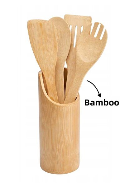 HOMİNG Homing Bamboo Wooden Spoon Spatula Fork Kitchen Set of 4 241659