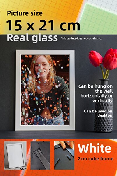 CreaWitch 20mm Frame - Real Glass 15X21 cm Photo Picture Frame with Stand or Wall Hanging Horizontal-Vertical
