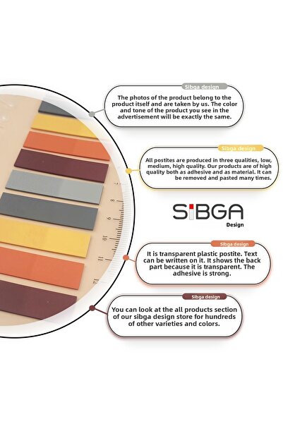 sibga tasarım Postit ملون شفاف Post-it Post It.علامة مرجعية للكتاب، ورق ملاحظات لاصق، 200 ورقة