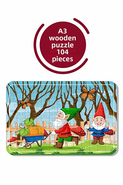 Baskı Atölyesi لغز خشبي للأبطال والأقزام مقاس A3 مكون من 104 قطعة