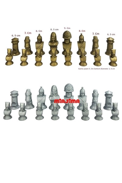 Miajima رقصة شطرنج عثمانية كبيرة الحجم باللون الذهبي والفضي 900 جرام