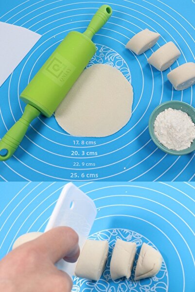 QNİAY Dough Rolling Kneading Mat Silicone Scale Cutting Baklava Pastry Bread Ravioli Pasta Dough Kneading Mat