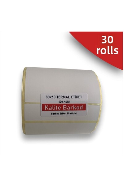 Kalite Barkod ملصق حراري 80x60| 30 لفة من ملصقات الباركود