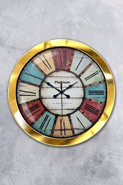 Platin Saat هدية ساعة حائط معدنية ذهبية مقاس 36 سم