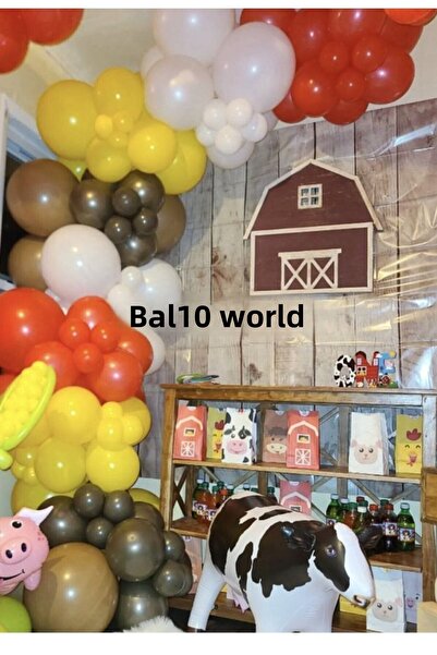 BAL10 DÜNYASI Yellow-red-white-caramel-orange-brown Color Balloon Chain 50 Pi...