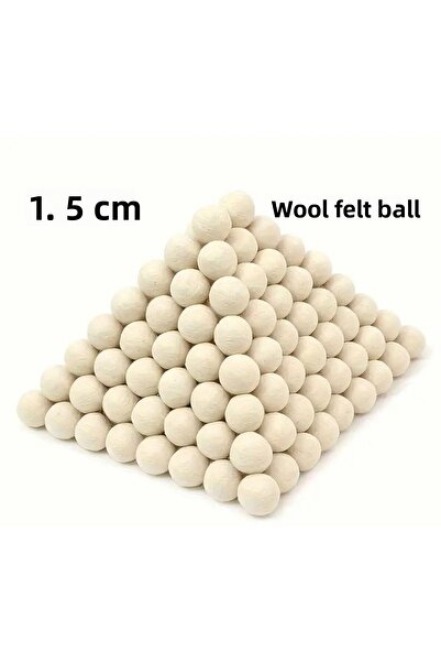 Yumuşakkeçe كرة صوف بيضاء قطر 1.5 سم العبوة 50 قطعة
