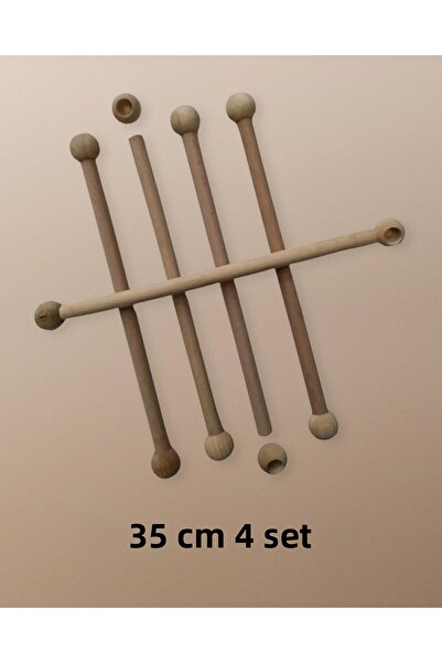 Flea Market 35 см необработена дървена пръчка с мъниста - (4 комплекта)