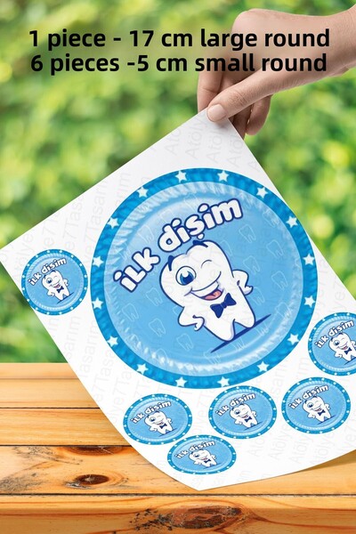 Atölye7Tasarım كب كيك رجالي أزرق - قمح ماي فيرست توت، كعكة صالحة للأكل وورق ح...