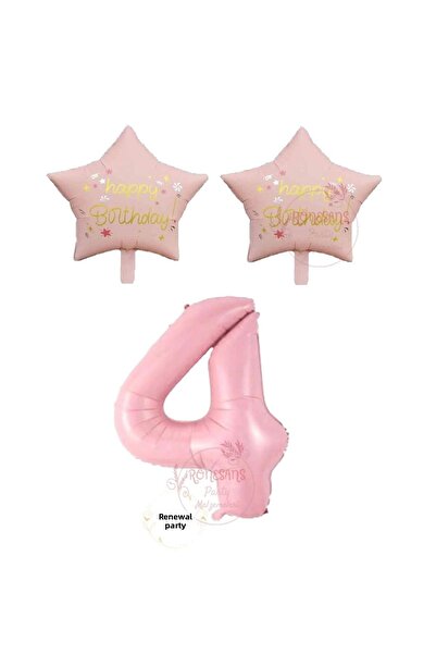 RÖNESANS PARTİ Renaissance Pink Star Balloon Set with'Hány Birthday' Writing ...