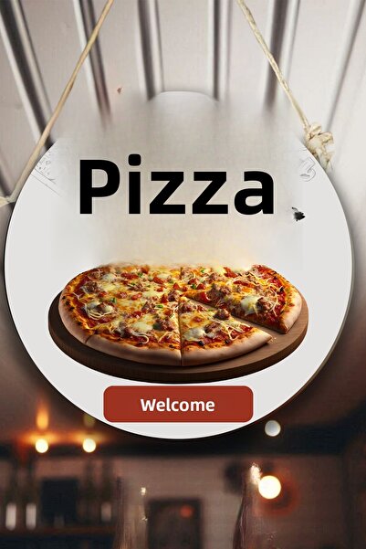 Nod Single Sided Welcome Sign for Pizza Hall, Pizza Shop Door Wall Painting Board Ornament Decor
