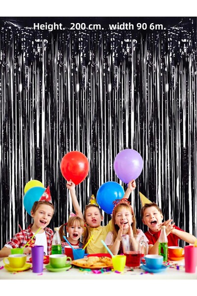 snowparty Black Metallized Decor Curtain Glittering Backdrop Curtain Birthday Ornament