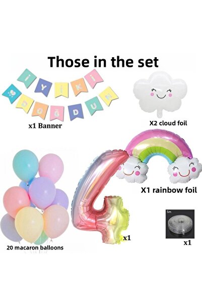 Patladı Gitti Σετ γιορτής γενεθλίων Rainbow Cloud Concept Age 4