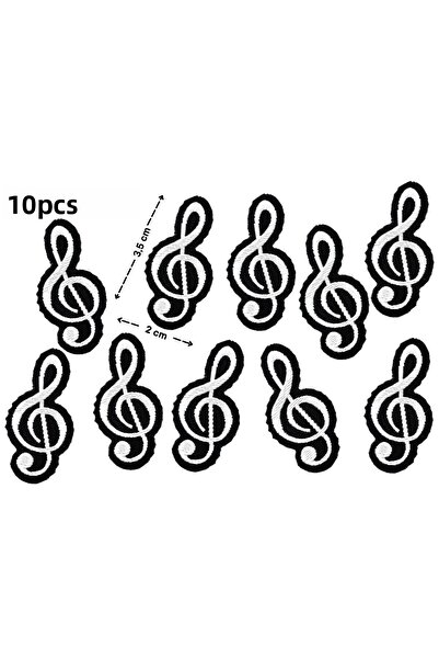 Megas Etiket مجموعة مفاتيح "موسيقى" اليسرى الملتصقة بالحديد المنسوجة / التصحيح