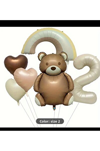 Çemrek Süs Parti مجموعة بالونات ريترو بير قوس قزح على شكل قلب من رقائق الفويل...