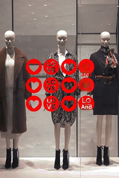 MIGNATIS 12 autocolante inimioare de 60 cm cu dragoste scrisa în interior pen...