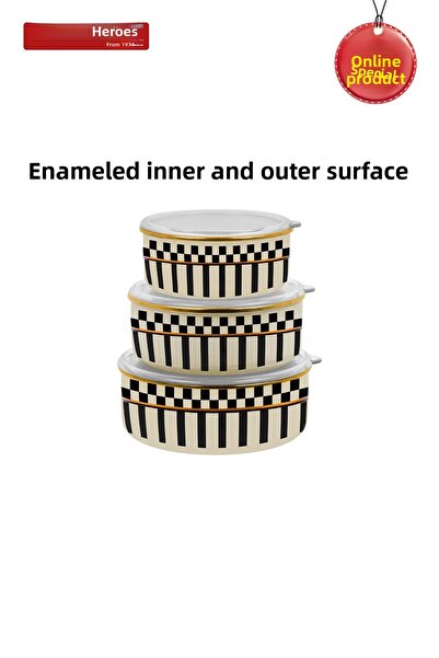 Kahramanlar Prime Cream 3-Piece Enamel Storage Container