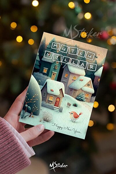 MSticker Card cadou de Anul Nou 16 bucăți poate fi scris la spate Felicitare de Anul Nou Hârtie texturată personalizată