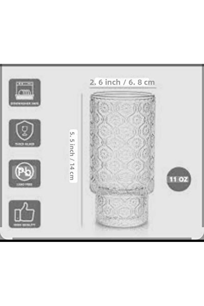 ORTAKÖY CENNETİ New Concept 4-Piece Soft Drink Espresso Soft Drink Cup 330 Cc 14 cm Length 7 cm Mouth Size