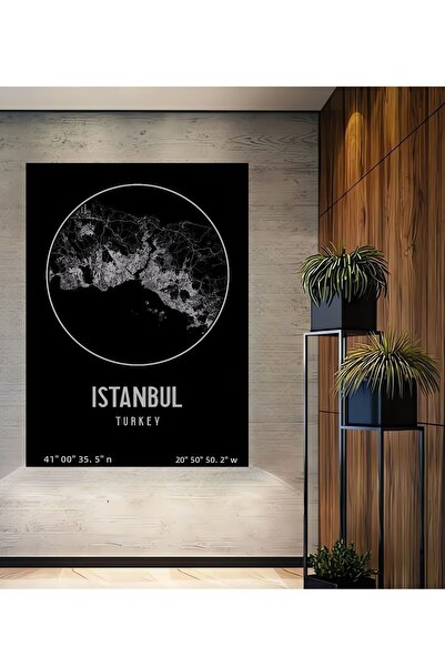 Teona Ahşap Hartă Istanbul, pictură decorativă din lemn MDF pentru perete aca...