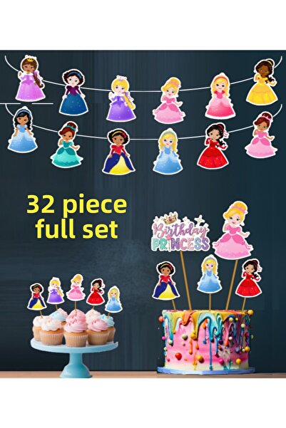 Hiras Dizayn مجموعة كب كيك من كورومي مكونة من 32 قطعة من لافتة زينة عيد الميل...