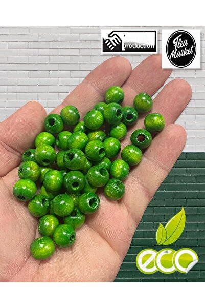 izmir Bitpazarı العبوة الاقتصادية 1 كيلو خرز خشبي 10 ملم - أخضر - (وسط - 2500...