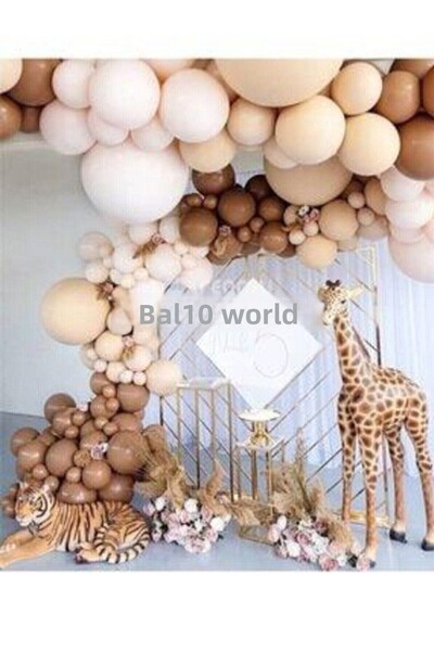 BAL10 DÜNYASI Caramel Skin Chocolate Brown White Pastel Color Balloon Chain 5...