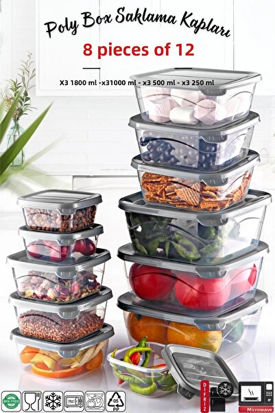 Open Home Concept مجموعة من 12 حاوية تخزين بولي مربعة متوافقة مع الميكروويف و...